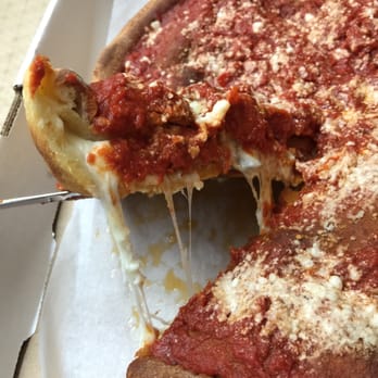 3 Guys Pizza Pies - Chicago style pie with mozzarella cheese, red sauce, pepperoni, bacon, and hand pinched sausage. - Pizza Near Me - Akron, Ohio