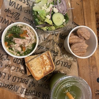 Viva Chicken - Salad, soup with bread, churros, herbal limeade - Peruvian Near Me - Winston Salem, North Carolina Viva Chicken - Salad, soup with bread, churros, herbal limeade - Peruvian Near Me - Winston Salem, North Carolina