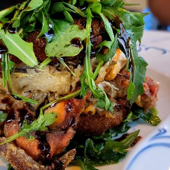 The Choptank - Fried Soft Shell crab sandwiched between a pair of sizable fried tomatoes - Seafood Near Me - Annapolis, Maryland