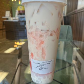 Cha Li Tea Shop - Peach Milk Green Tea, so yummy! I recommend between 30%-70% sugar but if you like it all the way sweet, props to you! :) - Bubble Tea Near Me - Stow, Ohio Cha Li Tea Shop - Peach Milk Green Tea, so yummy! I recommend between 30%-70% sugar but if you like it all the way sweet, props to you! :) - Bubble Tea Near Me - Stow, Ohio