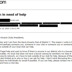 Outreach email I sent to Division 7 club presidents for help after Brett passed on their contact information.