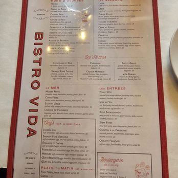 Bistro Vida - Lunch menu - French Near Me - Menlo Park, California