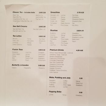 Boba Latte - Some of the most popular drinks are listed by the register but the actual menu is along the wall on large tv screens - Coffee & Tea Near Me - Richardson, Texas