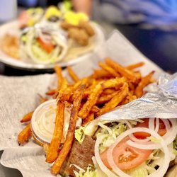 Main Street Deli - Gyro wrap- huge! And so good! With a side of sweet potato fries and ranch!