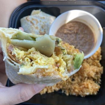 Broken Yolk Cafe - Raw contents inside the burrito - Breakfast & Brunch Near Me - La Quinta, California