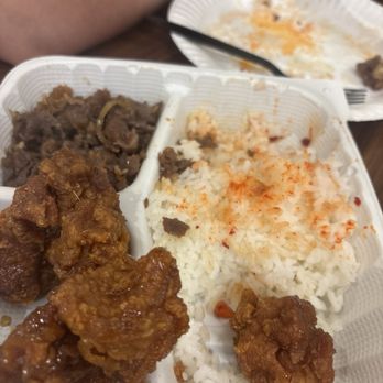 Plus 82 Korean BBQ - Bulgogi, white rice and galbi fried chicken - Korean Near Me - Concord, California