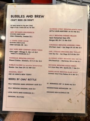 Menu photo 6 Bubbles & Brew Morgan Hill, CA