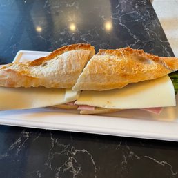 Ham and cheese sandwich on baguette Ham and cheese sandwich on baguette