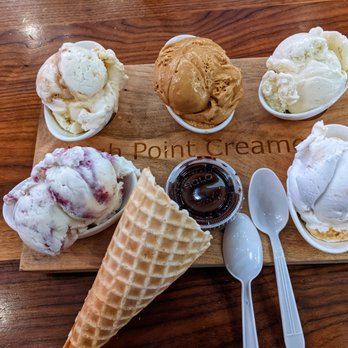 High Point Creamery - Flavors: Whiskey pistachio, Salted caramel, vanilla, Basil raspberry, coconut cream. Chocolate sauce and waffle - Ice Cream & Frozen Yogurt Near Me - Denver, Colorado