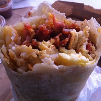Burger Basket - Combo breakfast burrito! Ham bacon sausage - Burgers Near Me - Corona, California
