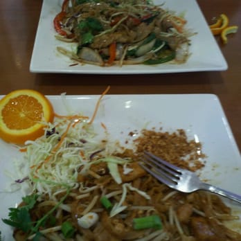 Thai Paradise - Pad thai and spicy noodles - both with chicken. Lunch specials came with a small salad as well. $6.95 each. - Thai Near Me - Folsom, California