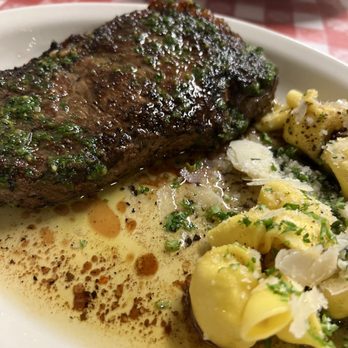 Luigi's - New York Strip with Truffle Sacchetti (Pasta Purse) - Italian Near Me - Bakersfield, California Luigi's - New York Strip with Truffle Sacchetti (Pasta Purse) - Italian Near Me - Bakersfield, California