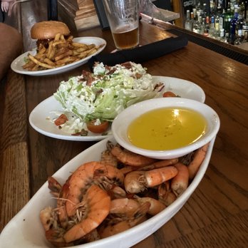 West End Tavern - Buffalo chicken sandwich, wedge salad, and shrimp with butter! So perfect! - New American Near Me - Boulder, Colorado West End Tavern - Buffalo chicken sandwich, wedge salad, and shrimp with butter! So perfect! - New American Near Me - Boulder, Colorado
