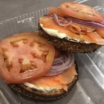 Manhattan Bread & Bagel - Bagel with Atlantic smoked salmon. HUGE. - Bagels Near Me - Manhattan Beach, California Manhattan Bread & Bagel - Bagel with Atlantic smoked salmon. HUGE. - Bagels Near Me - Manhattan Beach, California
