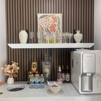 Glowing U Wellness - Cutest drink bar with patisserie cookies. Loved the floral design on brown canvas. Super groovy - Medical Spas Near Me - Torrance, California