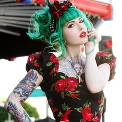 Hair by Bianca Taylor - TV Show "Up and Away" Model:Victoria Violence          Designer:Jessica Louise Photographer:MichellexStar   Makeup:Xanthia Pink