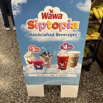 Wawa - a sign advertising a variety of beverages - Gas Stations Near Me - Edison, New Jersey
