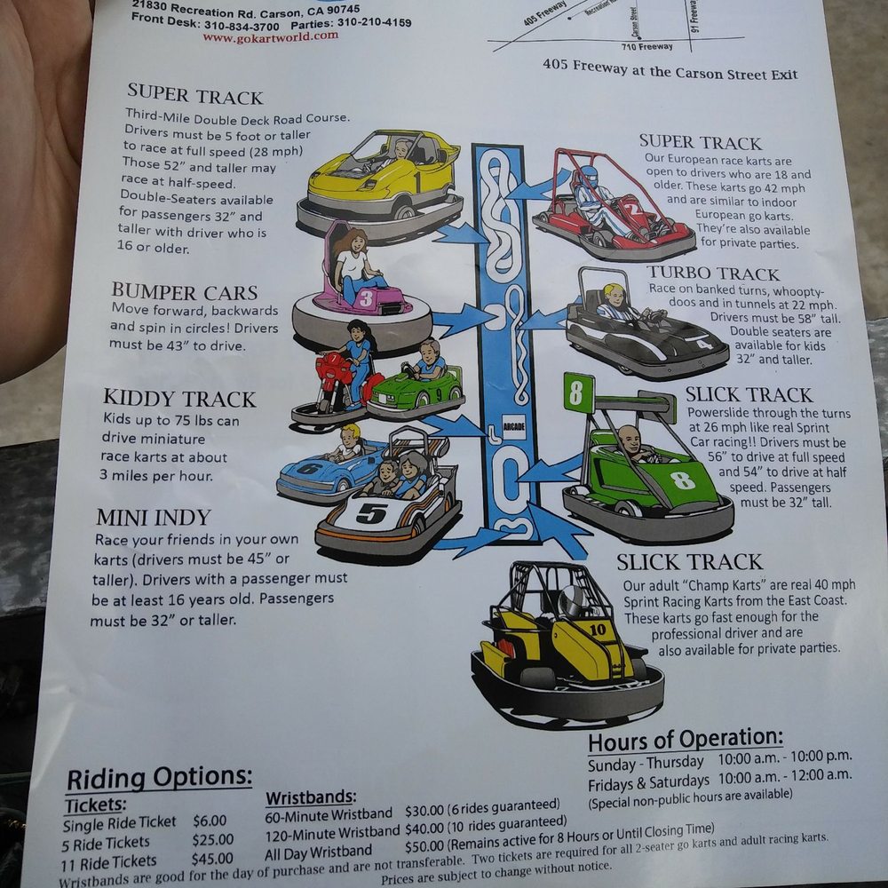 Go Kart World - All the tracks/hrs/prices - Amusement Parks Near Me - Carson, California Go Kart World - All the tracks/hrs/prices - Amusement Parks Near Me - Carson, California
