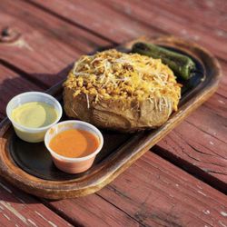 Baked potato chicken or beef