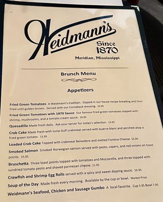 Menu photo 8 Weidmann's Restaurant Meridian, MS Menu photo 8 Weidmann's Restaurant Meridian, MS