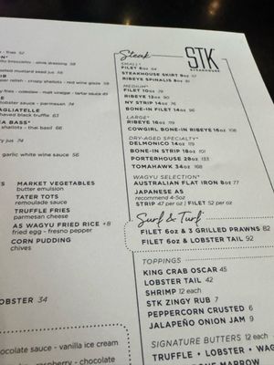 Menu photo 1 STK Steakhouse Denver Denver, CO Menu photo 1 STK Steakhouse Denver Denver, CO