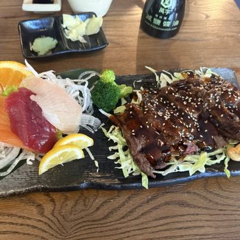 Sumo Japanese Restaurant - 2 item bento sashimi and beef teriyaki - Japanese Near Me - Los Altos, California