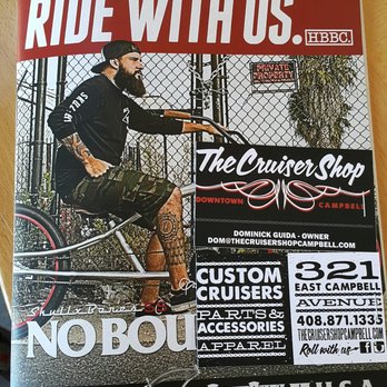 The Cruiser Shop - He gave me this magazine that has photos of a lot of frames, tires and wheels available for custom build bikes that he does - Bikes Near Me - Campbell, California The Cruiser Shop - He gave me this magazine that has photos of a lot of frames, tires and wheels available for custom build bikes that he does - Bikes Near Me - Campbell, California