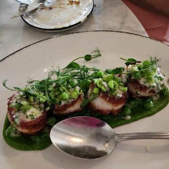 Buccan - Seared U-10 Sea Scallops - tender with delicate sauce. - New American Near Me - Palm Beach, Florida Buccan - Seared U-10 Sea Scallops - tender with delicate sauce. - New American Near Me - Palm Beach, Florida
