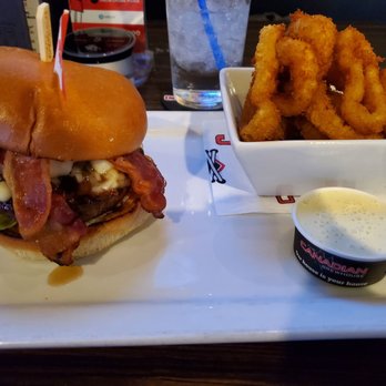 The Canadian Brewhouse - Ice House Burger with Onion Rings - Sports Bars Near Me - Winnipeg, Manitoba The Canadian Brewhouse - Ice House Burger with Onion Rings - Sports Bars Near Me - Winnipeg, Manitoba