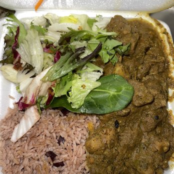 Nice Mon Restaurant - Spicy goat plate (I ate the plantains already lol) - Caribbean Near Me - Stone Mountain, Georgia
