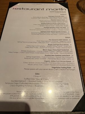 Menu photo 3 Restaurant Martin Santa Fe, NM