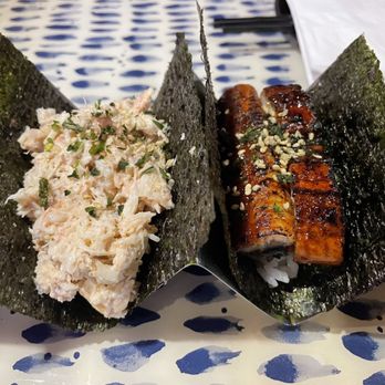 Tokyo Eats - real Crab Hand Roll Unagi Eel Hand Roll - Ramen Near Me - Fullerton, California Tokyo Eats - real Crab Hand Roll Unagi Eel Hand Roll - Ramen Near Me - Fullerton, California