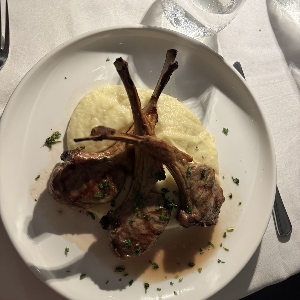 Osteria - Costolette d'Agnello - lamb chops with mashed potatoes - Italian Near Me - Miami, Florida Osteria - Costolette d'Agnello - lamb chops with mashed potatoes - Italian Near Me - Miami, Florida