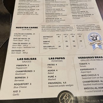 Buenos Aires - Menu - Steakhouses Near Me - Barcelona, B