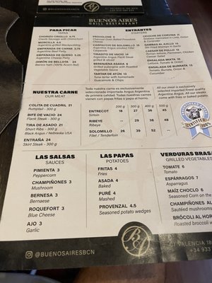 Menu photo 3 Buenos Aires Barcelona, B Menu photo 3 Buenos Aires Barcelona, B