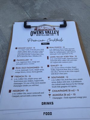 Menu photo 4 Owens Valley Distilling Company Bishop, CA Menu photo 4 Owens Valley Distilling Company Bishop, CA