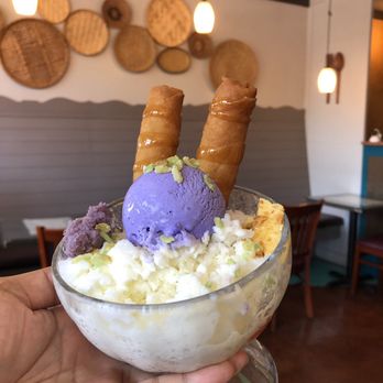 CARiN de RiA - Halo halo with Turon - Filipino Near Me - Encinitas, California CARiN de RiA - Halo halo with Turon - Filipino Near Me - Encinitas, California
