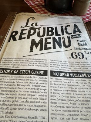 Menu photo 1 La Republica Restaurant Prague, PR Menu photo 1 La Republica Restaurant Prague, PR