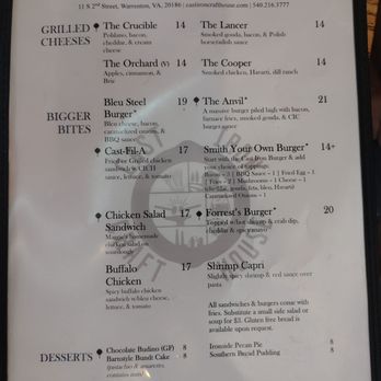 Cast Iron Craft House - Menu - Cocktail Bars Near Me - Warrenton, Virginia