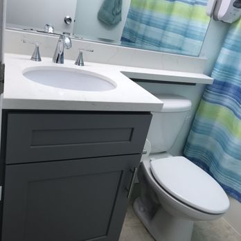 Elegant Stone & Cabinets - Tiny bath made possible by Elegant Stone and Cabinets - Kitchen & Bath Near Me - Walnut Creek, California Elegant Stone & Cabinets - Tiny bath made possible by Elegant Stone and Cabinets - Kitchen & Bath Near Me - Walnut Creek, California