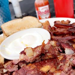 Roxy Cafe - Corned Beef hash, poached eggs and toast