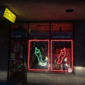 Chile Traditions - neon signs in a store window - Fruits & Veggies Near Me - Albuquerque, New Mexico