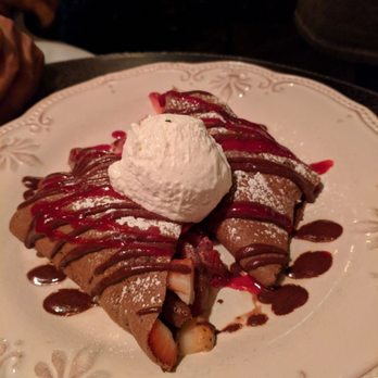 French Alpine Bistro - Schokoladepalatschinke--aka chocolate crepe with strawberries and bananas - French Near Me - Aspen, Colorado