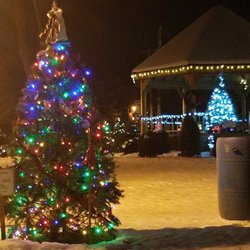 Triangle Park - Triangle Park at Christmas, trees decorated in memory or honor of a loved one by the local residents and businesses