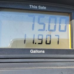 Sinclair - The pump cuts you off $75. Only 11.9 gallons!