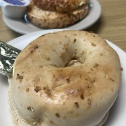Fresh New York, water, bagels, onion in the front, asiago in the rear!