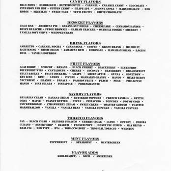 Vapor Mo's - Vapor Mo's simple flavor menu..mix it up! - Vape Shops Near Me - Turlock, California