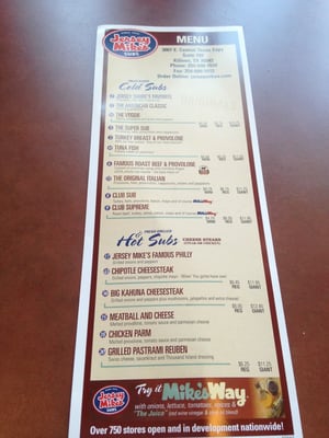Menu photo 2 Jersey Mike's Subs Killeen, TX
