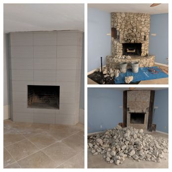 Davey Do-All - Upgraded stone fireplace, tiled. - Handyman Near Me Davey Do-All - Upgraded stone fireplace, tiled. - Handyman Near Me