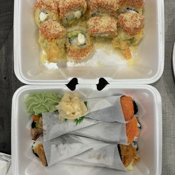 Show Sushi - Golden tiger roll and a collection of hand rolls - Sushi Bars Near Me - San Dimas, California